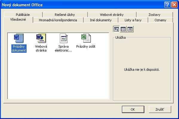 ak je Word súčasťou balíka Microsoft Office, výberom z ponuky Štart Všetky programy Nový dokument balíka Office a v novootvorenom