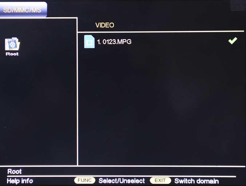 Obrázok 20: na obrazovke sa zobrazí tučná ikona Kopírovať/presunúť/vymazať video: Zvoľte presunúť na diaľkovom ovládači a zadajte, stlačením tlačidla Return to previous menu (Späť do