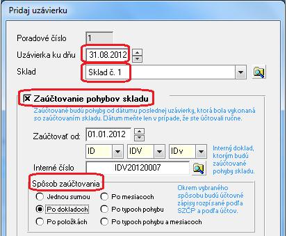 Sklad - prepojenie s účtovníctvom Všetky príjmy a výdaje zo skladu evidované cez menu Sklad Pohyby na sklade sa prenesú do účtovníctva až po
