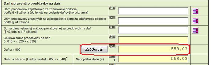 Daň z príjmov je potrebné zaúčtovať interným dokladom s typom sumy V voľný základ, 591/341. Tento doklad bude posledným účtovným zápisom v danom roku.