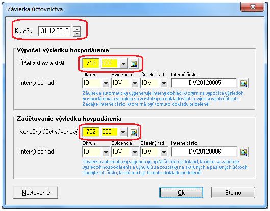 8. Vytvorenie uzávierky účtovníctva Po kontrole a zaúčtovaní všetkých účtovných dokladov a po zaúčtovaní dane z príjmov, je potrebné cez menu Firma Uzávierka Účtovníctva vytvoriť uzávierku