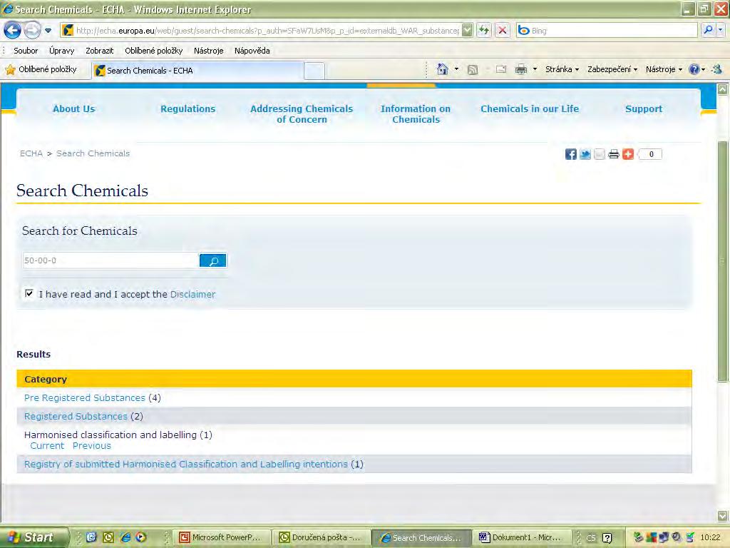 Dozvíme se, jak je na tom látka v rámci REACH a CLP Zda je