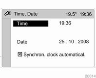 102 Prístroje a ovládacie prvky Funkcie sa zobrazia v nasledujúcom poradí: Time, Date (Čas, dátum) Language (Jazyk) Units (Jednotky) Contrast (Kontrast) Day / Night (Deň / noc) Obvody zapaľovania