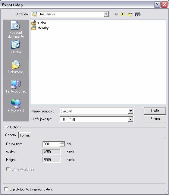 pomocí File Export Map Export výsledné mapy Zvolíme umístění souboru