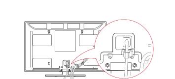 MONTÁŽ A PŘÍPRAVA 23 Uspořádání kabelů Pouze 32/37/42/47LV37**, 32/37/42/47LV47**, 32/42/47/55LW47** 1 Spojte kabely do svazku pomocí držáku kabelů na zadním krytu televizoru.
