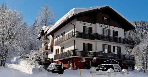 5 ne HOTEL EL PASO C 102 50 m poloha: Fai della Paganella, centrum - 1 km, skiareál Paganella - 50 m vybavenost a služby: recepce / lobby / společenská místnost s pecí, restaurace vyhrazená pro