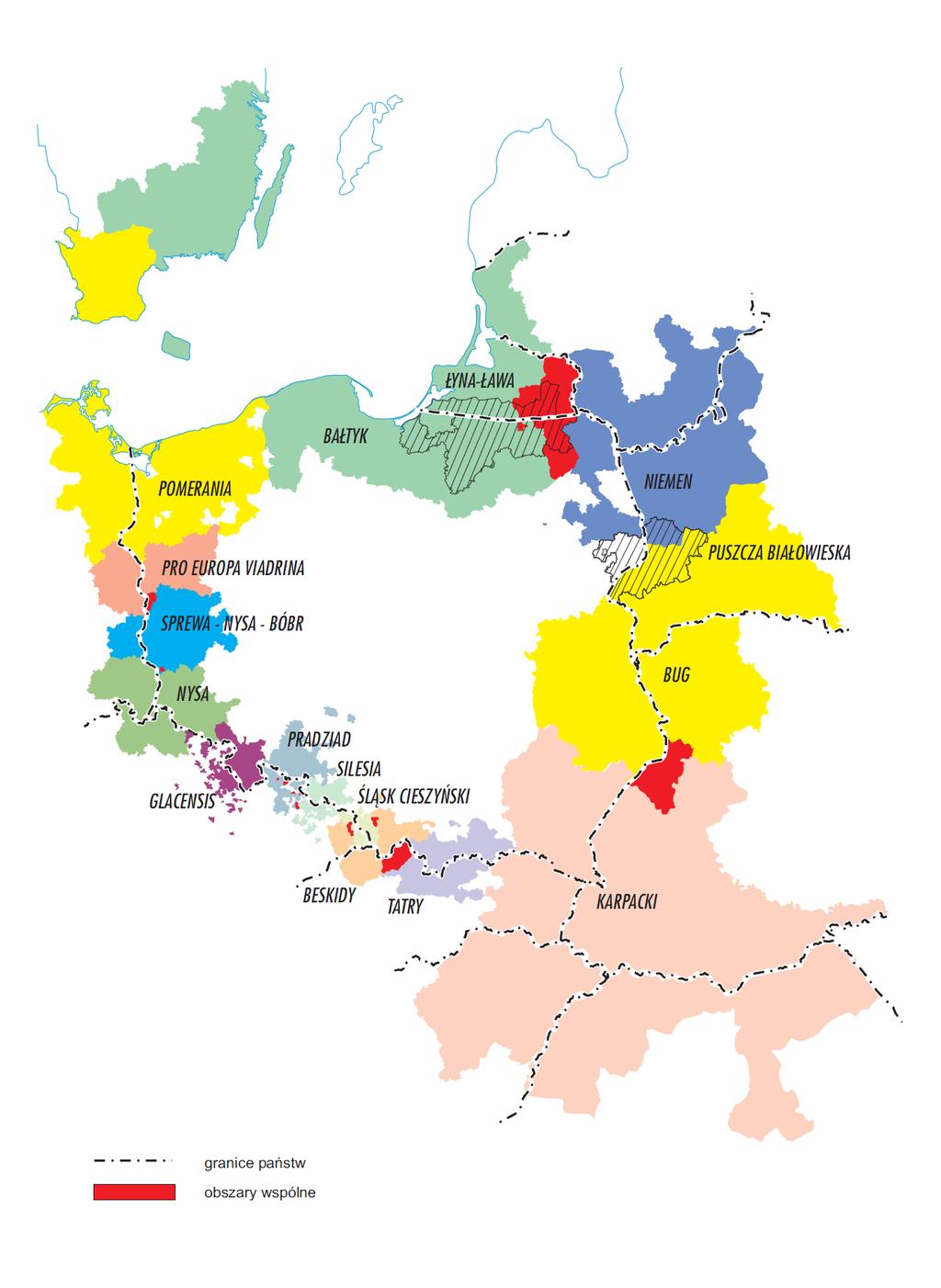 Mapa 2: Euroregiony na hranicích Polska, stav k 30. 6. 2007.