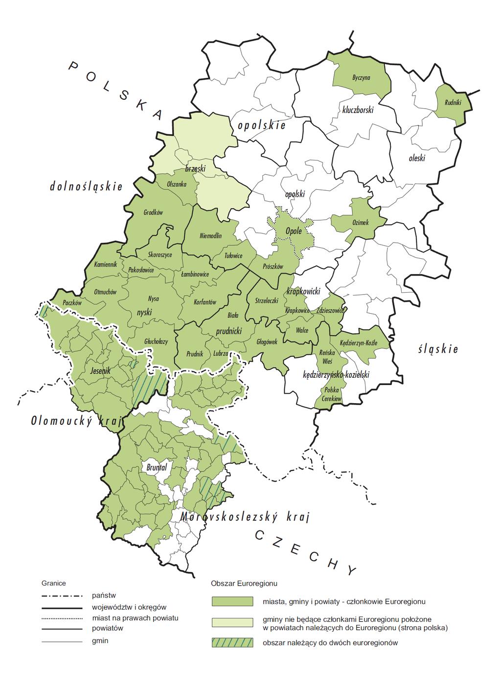 Mapa 5: Euroregion Praděd, stav k 16. 4. 2007. Zdroj: BANASZAK, S. a D.