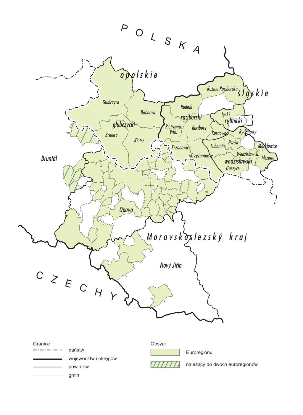 Mapa 7: Euroregion Silesia, stav k 31. 5. 2007. Zdroj: BANASZAK, S. a D.