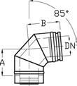 Schiedel Tloušťka stěny 0,5 mm (Ø 80-400mm) 0,6 mm (Ø 450-700mm), tloušťka izolace 25 mm, univerzální 1) světlý Ø v mm 80 100 130 150 180 200 27 Koleno 15 (se sponou) Objednací znak SAP 100727 100728