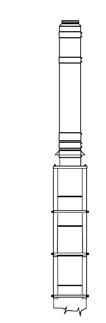 Schiedel Tloušťka stěny 0,5 mm (Ø 80-400mm) 0,6 mm (Ø 450-700mm), tloušťka izolace 25 mm, univerzální 1) Ø šamotu v mm 120 140 160 180 200 Komínový nástavec na ABSOLUT 97 výška 1,00 m Objednací znak