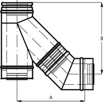 Schiedel Tloušťka stěny 0,6 mm, (Ø 130-700mm), tloušťka izolace 50 mm, univerzální 1) světlý Ø v mm DN 150 180 200 250 300 350 400 450 500 600 700 Sopouch 45 s kolenem 45 A 512 511 538 591 657 758