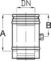 Schiedel Permeter 25 Tloušťka stěny 0,5 mm, tloušťka pláště 0,6 mm, tloušťka izolace 25 mm, univerzální světlý Ø v mm 100 130 150 180 200 230 250 300 350 22 Koleno 90 s KO (záplata) 1.