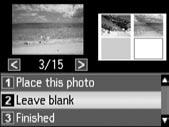 ułóż zdjęcia jak na rysunku (1) lub pozostaw puste miejsce (2).