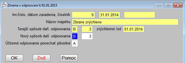 nového spôsobu odpisovania Pri majetkoch zadávate nové hodnoty