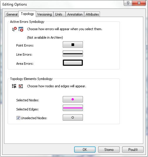 6. PRÁCE S TOPOLOGIÍ V ARCGIS 10 6.3 Odstranění chyb pomocí editačních nástrojů Při používání editační násrtojů je nutné správné nastavení přichytávání Editor Snapping Snapping window.