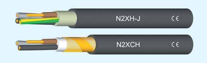 N2XH, N2XCH Silov kabel 0,6/1 kv, bezhalogenov, se zv enou odolností pfii poïáru - Mûdûné plné nebo lanûné jádro dle DIN VDE 0295 tfi. 1 nebo 2, IEC 60228 tfi.