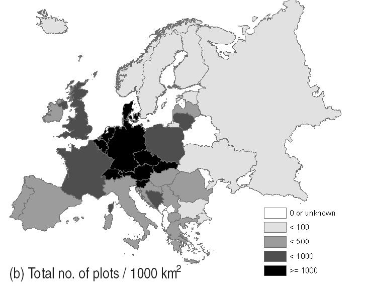 Fytocenologické databáze v Evropě Počet