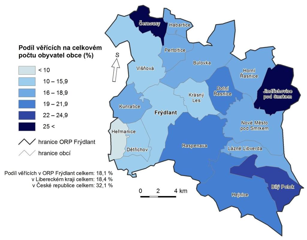 Negativní vliv na formování regionálního vědomí má také nízký stupeň religiozity obyvatel. Obecně platí, že Čechy jsou více ateistické než Morava a především v pohraničních oblastech (vymezených např.