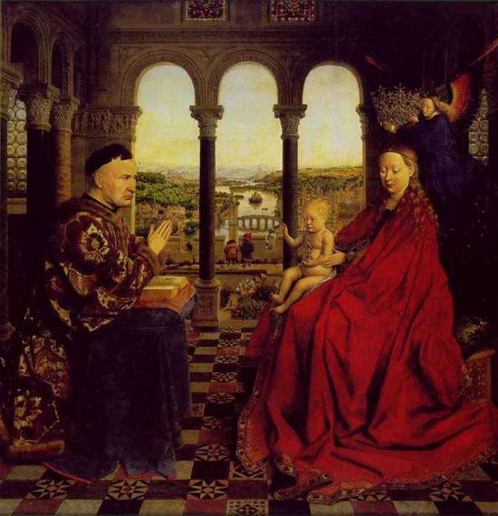 Washington, D.C. 17. Portrét Giovanni Arnolfiniho, Jan van Eyck, 1435, olej na dřevě, 29 x 20 cm, Gemäldegalerie, Berlin. 18.