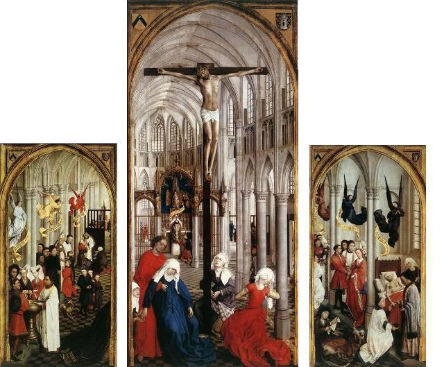 Triptych Sedm svátostí, Rogier van der Weyden, 1445 1450, olej na dubové desce, 200 x 97