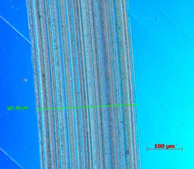 Koeficient tření 3.2 Výsledky měření Na obrázcích 8 a) a b) jsou znázorněny drážky profilu po tribologii při použití PK 1 vyhodnocení optickým mikroskopem a mechanickým profilometrem.