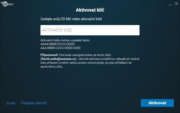 6. Zobrazí se Vám okno s aktivací klíče, do pole (AKTIVAČNÍ KÓD) vložíte klíč a