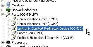 číslo virtuálneho sériového portu zistíte v správcovi zariadení operačného systému Windows: pravým
