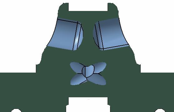 1: Kliková hřídel Jako první jsem začal modelovat klikovou hřídel. Pro ni bylo důležité znát zdvih pístu a následně rozměry hlavních ložisek a ojničního ložiska.