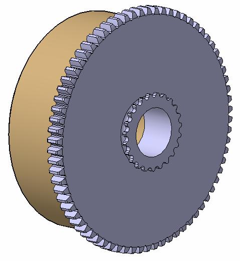 Průměr spojky je odvozen z podobných motorů a je 130 mm. Počet zubů na ozubeném kole na spojce vychází dle zvoleného primárního převodu i1 =,666 na 7 zubů modulu.