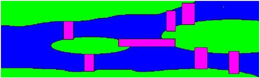 Obrázek č. 3: Sedm mostů v městě Královec [2] Tento problém můžeme přetransformovat do teorie grafů. V tomto případě břehy řeky a ostrovy jsou vrcholy grafu, hrany grafu jsou znázorněny mosty.