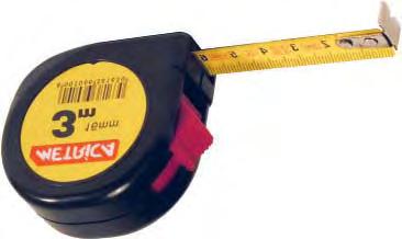 METRE A MERACIE PÁSMA Meter stáčací - POCKET TAPE I. 2 m 13 mm 38162 1,- 3 m 16 mm 38163 1,30 5 m 19 mm 38165 1,90 Čierne plastové púzdro s klipom a s brzdou. Automatické navíjanie, EEC tr.