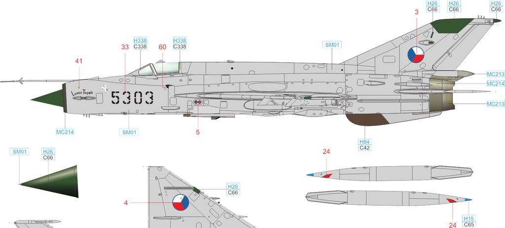 C MiG-21MF, 11th Fighter Regiment, 2nd Squadron, Zatec air base, 1991 STEEL ALUMINIUM H84