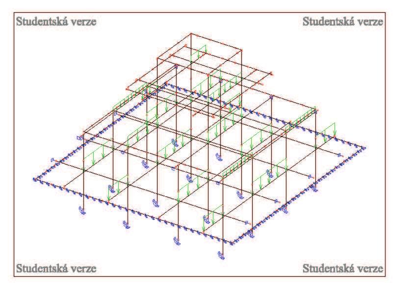 7.2.1 ZS5 Nahodilé užitné vnitní plné zatížení Zatížení psobí v plné hodnot jako spojité po celé délce spodních kleštin ve všech poschodích. Obrázek 39.