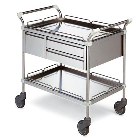 CHARIOTS EN ACIER INOX 816106/F Chariots entièrement réalisés en acier inox AISI 304 satiné. Chariots particulièrement robustes, maniables avec des plateaux amovibles à rebord.