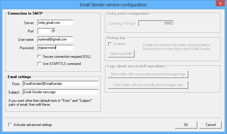 V sekci Debug log můžete zapnout ladící logování služby. Služba pak během svého provozu bude do souboru zapisovat detailní výpis komunikace. Tato funkce však provoz služby zpomaluje.