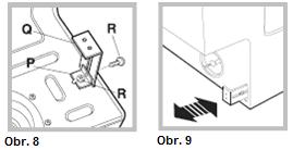 Montáž dílů na dřevěný panel (dvířka). - Vložte panty do otvorů (pohyblivé části pantu musí být umístěny směrem od panelu) a připevněte je 4 šrouby typu A.