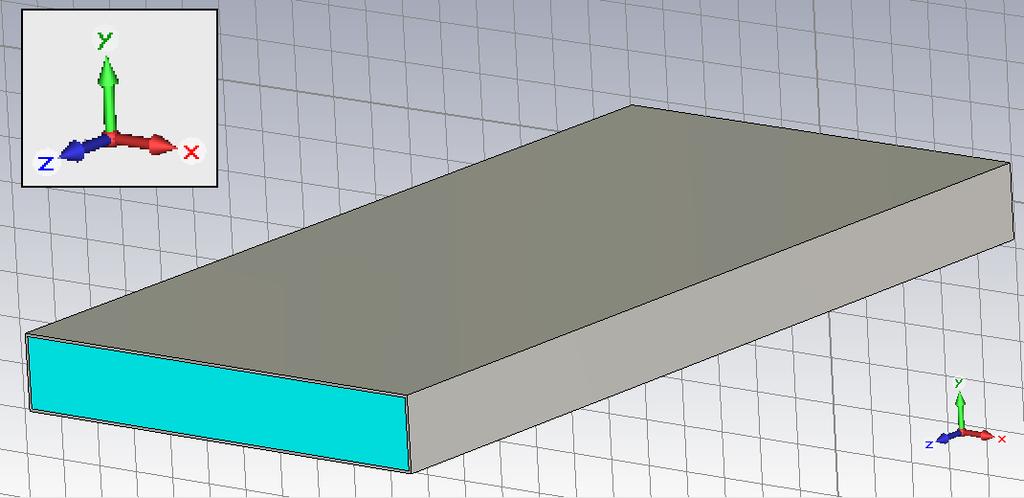 Obr. 3.1: Náhled modelu vlnovodu v CST Microwave Studio 3.1 Parametrická analýza SIW a dipólu Velikost rozměrů navržené struktury má vliv na činitele odrazu S 11, vyzařovací úhel a směrovost antény.