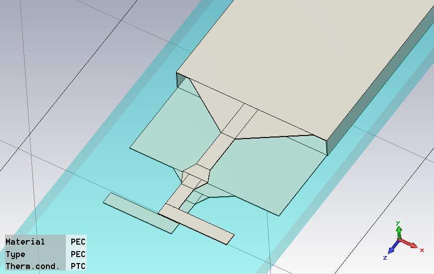 (bez přechodu), w pasek = 1,1 mm, l balun = 1 mm, w balundip = 2 mm, w balungnd = 5 mm, l prechsiw = 3 mm, w prechsiw = 10 mm, l prechbal = 1 mm (viz obr. 3.46), došlo ke zlepšení hodnoty S 11 při 12 GHz na -34,3 db (viz obr.