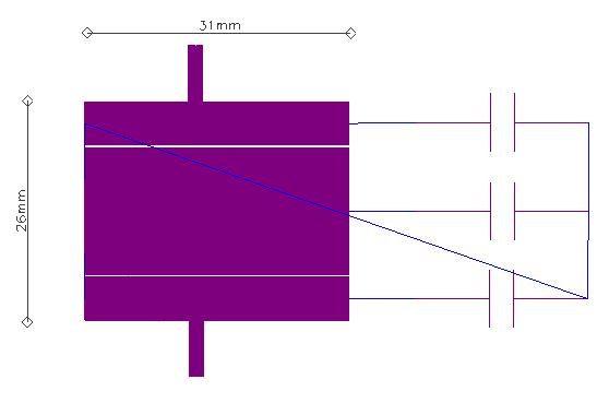 Obr. 2.21: Druhá verze navrženého kombinovaného filtru s přibližnými rozměry Obr. 2.22: S parametry druhé verze kombinovaného filtru nátorů bylo dosaženo teoretického útlumu 0, 34dB.