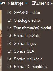 1 SPARQL editor SPARQL editor slúži používateľom na definovanie SPARLQ dotazov a prezeranie výsledkov dotazov.