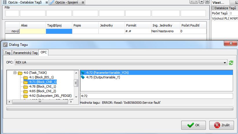 Obrázek 6.22: myscada: Vytvo ení tagu z uzlu OPC UA serveru Obrázek 6.