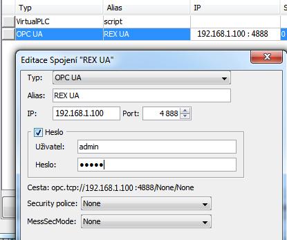 Obrázek 6.26: myscada: Nastavení p ihla²ování pomocí p ihla²ovacích údaj Obrázek 6.27: myscada: Nastavení uºivatelské politiky na Endpoint Obrázek 6.