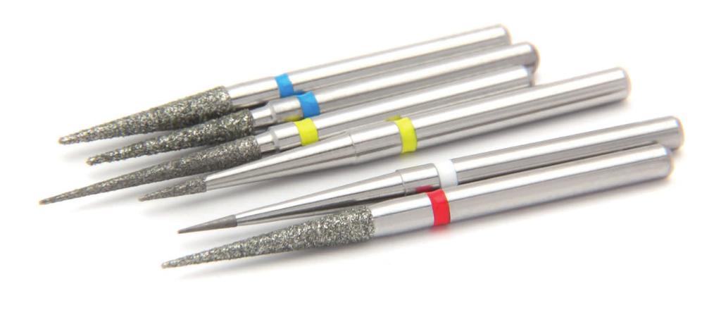 DIAMOND BURS DIAMANTOVÉ BROUSKY 5 pcs / ks 160 ISO 806 314 160 XXX... 012 014 016 018 Ø Brazil. No. / Brazil. č. 2200 8.0 8.0 8.0 8.0 (mm) 164 ISO 806 314 164 XXX... 010 012 012 014 016 023 Ø Brazil.