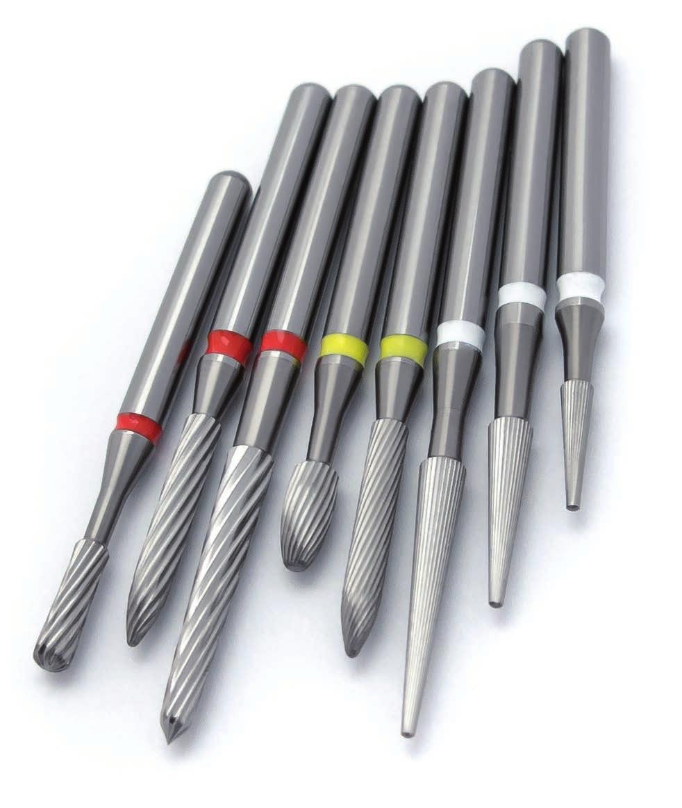 TUNGSTEN CARBIDE BURS TVRDOKOVOVÉ VRTÁČKY 5 pcs / ks Finishing and Special Burs Vrtáčky finýrovací a speciální Ø (mm) 1.0 1.2 1.4 1.6 1.8 2.1 2.3 HP RA ISO 500 104 001 102.