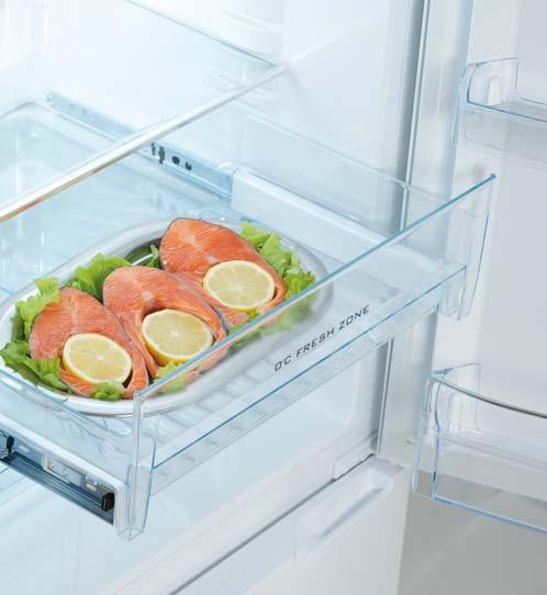 Zakrivené dno zásuvky umožňuje lepšiu cirkuláciu vzduchu a tým rovnomerné chladenie potravín.
