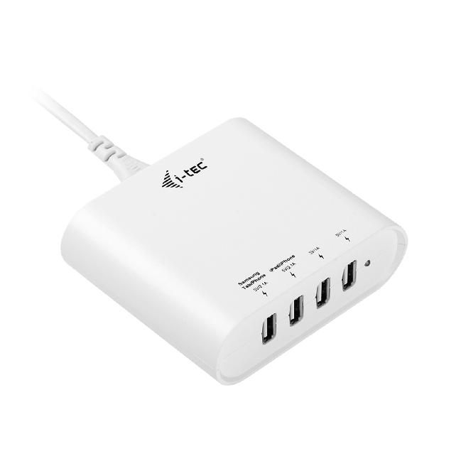 simultaneously Special identification circuits for the ipad/iphone and Samsung phones and tablets i-tec USB Quatro Cable Charger 4 Port P/N: CHARGER4C Network-based USB