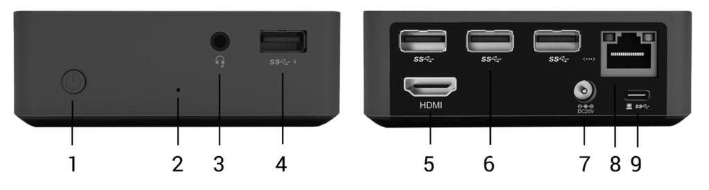 Description / Beschreibung / Popis / Opis / Popis / Aprašymas ENGLISH Front panel: 1. On/Off switch 2. LED indication 3. 3.5 mm Audio/Mic Jack 4. 1x USB-A 3.