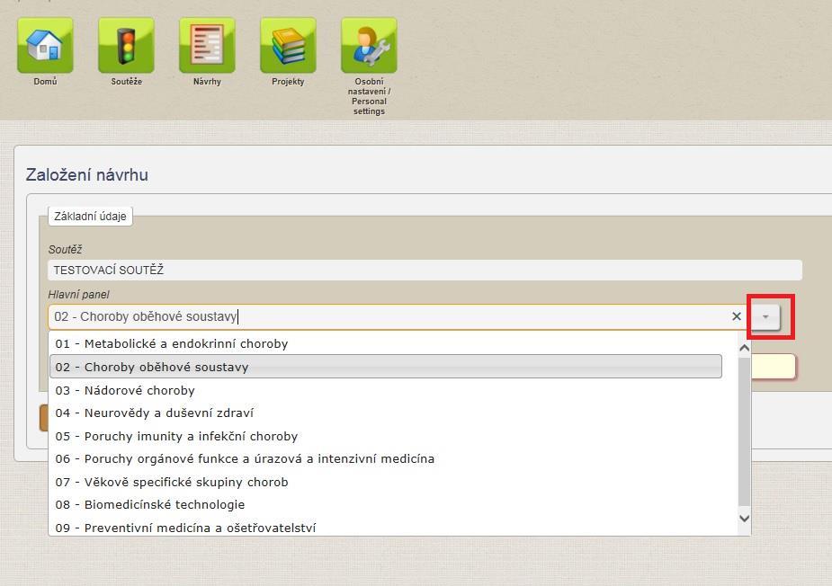 3) ZALOŽENÍ NÁVRHU Pro založení návrhu projektu je nutné vybrat Hlavní panel (!