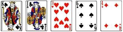Nejvyšší karta (Hight card) Jestliže není sestavena žádná kombinace, porovnává se postupně síla jednotlivých karet v pětici. Hráč se silnější kartou vyhrává. Pozn.: Hodnocení (zejména tzv.
